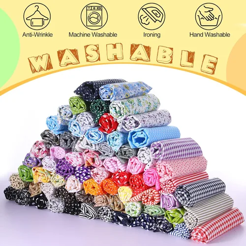Vista 4 de Macarrie 70 piezas de algodón grueso acolchado de 20 x 20 pulgadas, paquetes de tela con estampado floral, suministros de costura, cuadros de tela