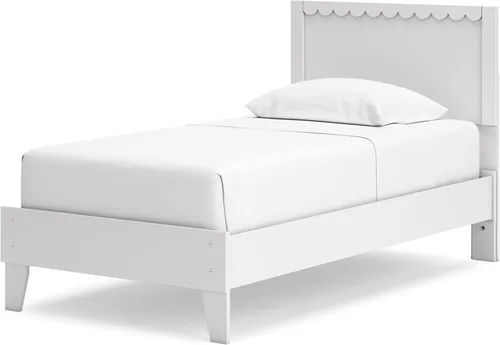 Vista 8 de Signature Design by Ashley Hallityn - Cama de plataforma casual de doble panel, no necesita base o somier, color blanco