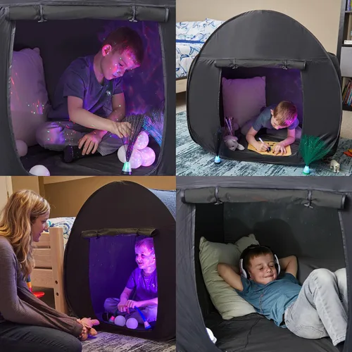 Vista 3 de Tienda de Juego Sensorial Escondite Tranquilo para Niños Den Sensorial Desmontable Oscurecimiento Tienda para Interiores Fácil