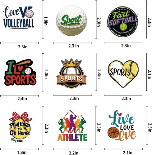 Vista 2 de Calcomanías deportivas, 150 unidades, regalo para botellas de agua, baloncesto, béisbol, fútbol, voleibol, fútbol, calcomanías para adolescentes