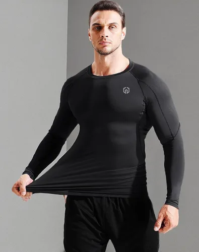Vista 7 de NELEUS Camisas de compresión de manga larga para hombre, para ejercitarte, correr, 3 u