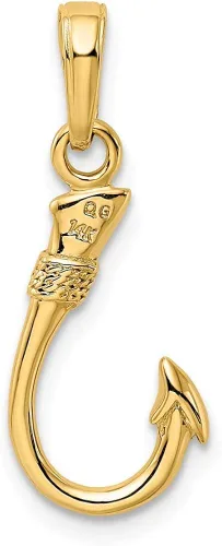 Vista 3 de Colgante de oro amarillo macizo de 14 quilates para hombre, 0.827in x 0.315in