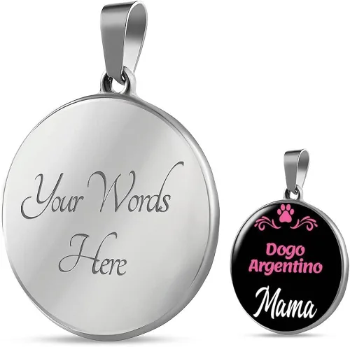 Vista 2 de Express Your Love Gifts Dogo Argentino - Collar con colgante circular de acero inoxidable o oro de 18 quilates, 18-22 pulgadas, colgante de perro