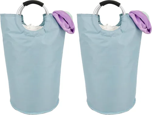 Vista 9 de Handy Laundry Bolsa con asas – 60L – Cesta plegable de tela para lavandería – Cesta de lavandería para dormitorio – Impermeable – Plegable – Negro
