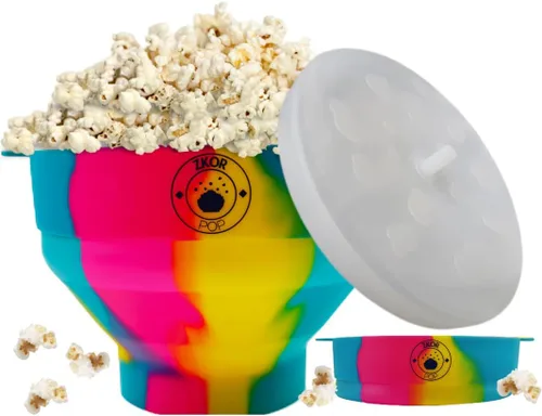 Vista 2 de Palomitas de maíz de silicona para microondas, cuenco plegable, para hacer palomitas de maíz para microondas, reutilizable, palomitas de maíz sin