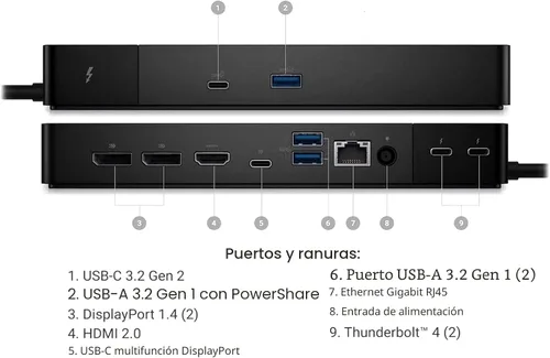 Vista 2 de Dell Base modular Thunderbolt de 130 W con dos interfaces Thunderbolt 4, entrega de energía de 130 W, resolución de video de pantalla única de 5K a