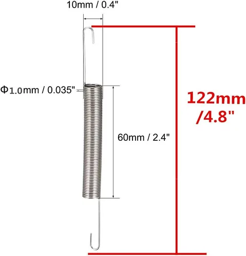 Vista 3 de 10PCS 2.362 inx0.394 inx0.039 in Dual Hook Tension Spring Silver Tone Metal Dual Hook Pequeño resorte de tensión