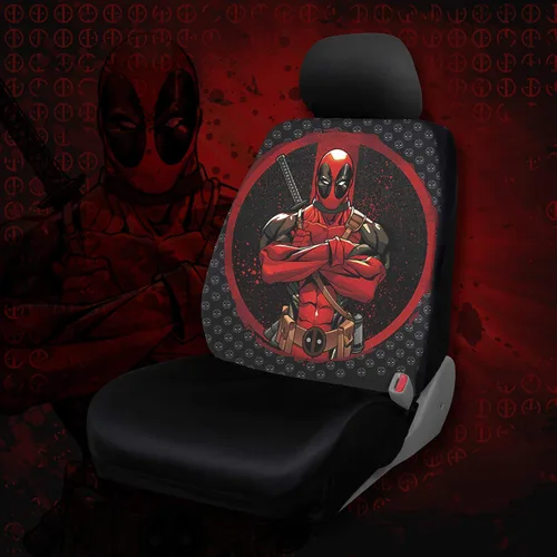 Vista 4 de Plasticolor 008669R01 Deadpool Repeater de Marvel Funda de asiento de espalda baja universal para coche, camioneta o SUV