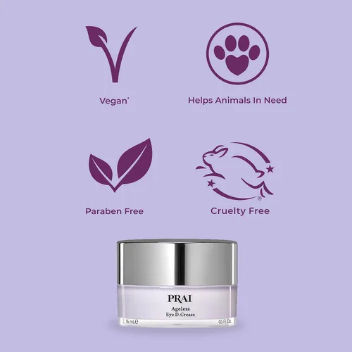 Vista 5 de PRAI Beauty Ageless Eye D-Crease, Crema de ojos antienvejecimiento para ojos de aspecto instantáneo sin edad, crema para debajo de los ojos