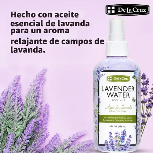 Vista 5 de De La Cruz Agua de lavanda para cuerpo y cabello, 8 onzas líquidas