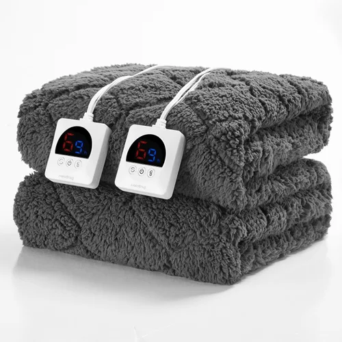 Vista 9 de Electric Heated Mattress Pad 78x80IN Dual Controllers Heating Mattress Pad King Size 6 Heat Settings 1-9-Hour Timer Auto-Off Deep Pocket Machine