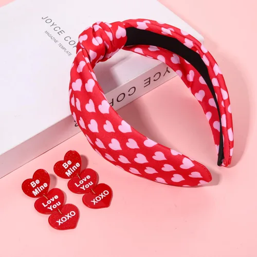 Vista 96 de YAHPERN Diadema para el día de San Valentín para mujer, colorida diadema de algodón con estampado de corazón de conversación XOXO Love, diadema