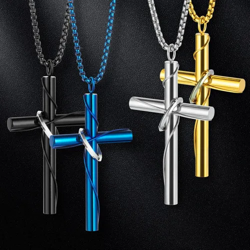 Vista 8 de Collar de cruz para espejo retrovisor de coche, accesorios para colgar, colgante para hombres y mujeres, adorno de cruz cristiana, dije de Jesús