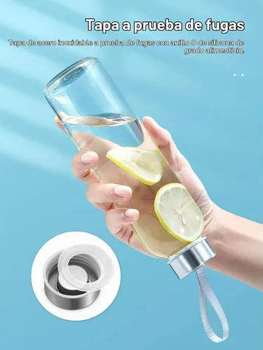 Vista 3 de QCen Botella de vidrio transparente de 18 onzas para jugo, paquete de 6