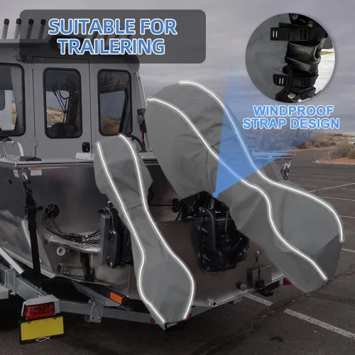 Vista 2 de Cubierta completa para motor fuera de borda 600D, resistente a la decoloración y a las grietas, impermeable y a prueba de rayos UV, cubierta