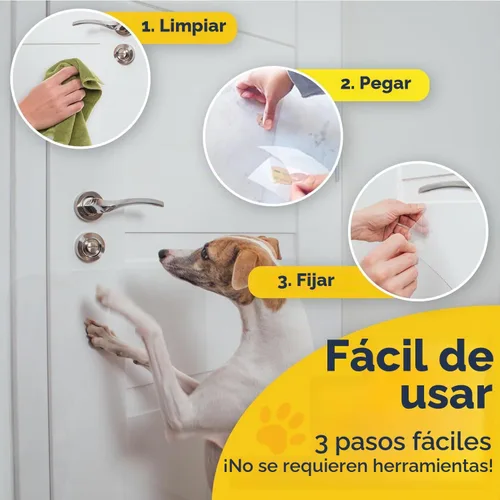 Vista 4 de PROTECTO Door Protector from Dog Scratching, 18x12 - Door Scratch Guard transparente (1 - Pack Clear)