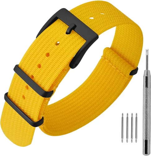 Vista 26 de ANNEFIT - Correa de reloj de nailon de 16mm 18mm 20mm 22mm, correas de reloj militares impermeables de una pieza con hebilla resistente