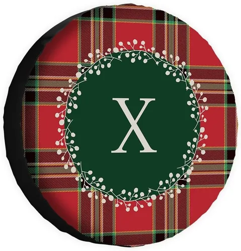 Vista 14 de Buffalo Check Plaid Initial Spare Tire Cover Monogram Letter A Wheel Protectors Covers Water Dust Proof 14 Inch Wheel Covers Universal for Trailer