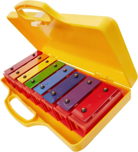 Vista 2 de Xilófono profesional de 25 notas, Glockenspiel para niños y regalo, enseña conceptos básicos de música (arcoíris de 8 notas)