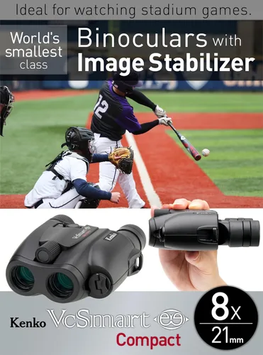 Vista 2 de Kenko Binocular de estabilización de imagen VC Smart Compact Black 8 x 21, revestimiento completamente múltiple, revestimiento repelente al agua