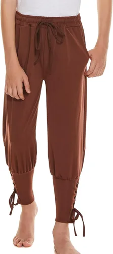 Vista 3 de Pantalones de pirata medievales con banda al tobillo para niños disfraz de pirata vikingo disfraz de Halloween para cosplay pantalones góticos a