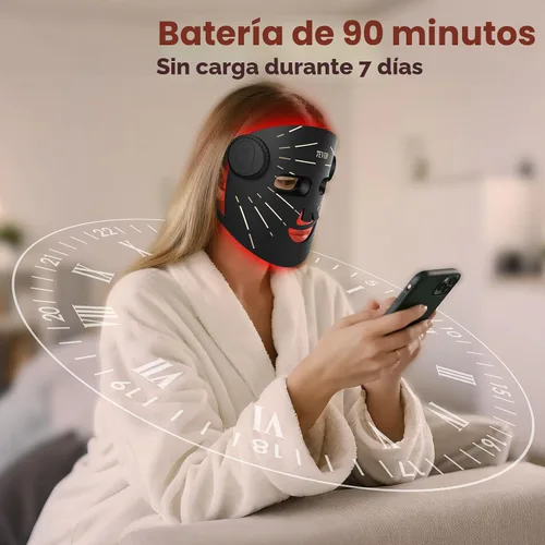 Vista 5 de Terapia de luz roja para cara, máscara facial LED portátil de 4 modos, máscara de luz roja y infrarroja de 850 nm, temporizador de 15 minutos, 256