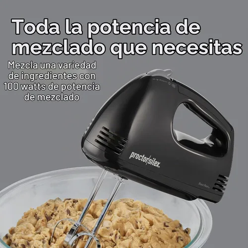 Vista 3 de Batidora de mano 62507 de Proctor Silex con 5 velocidades, color negro, Negro Compacto y ligero 100 vatios de potencia máxima Negro 62507PS