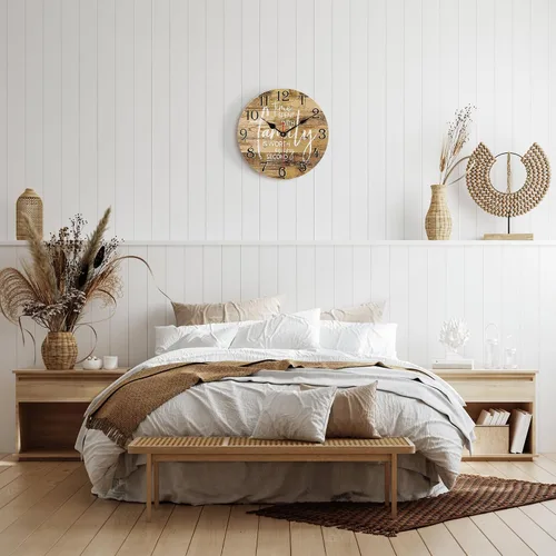 Vista 3 de Lafocuse Reloj de Pared Silencioso Marrón de 12 Pulgadas que Funciona con Pilas, Reloj de Pared Decorativo de Granja Familiar para Decoración