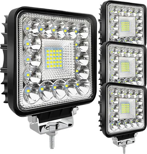 Vista 8 de Luces LED para tractor de 4 pulgadas con forma de cubo de 12 V, 120 W, luces antiniebla para camiones, barcos, SUV