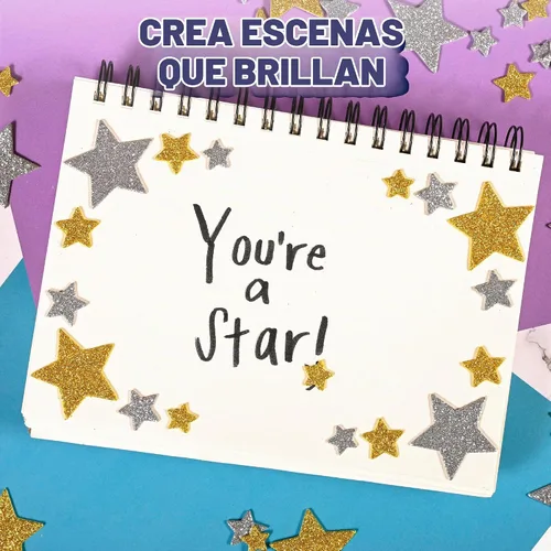 Vista 4 de READY 2 LEARN Pegatinas de espuma con purpurina, estrellas plateadas