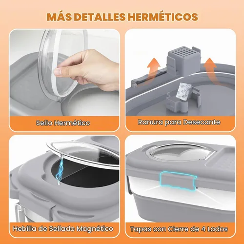 Vista 4 de HOYTAMDAR Recipiente para almacenamiento de alimentos para perros de 25-28 libras, recipiente plegable para alimentos de perro, ruedas, asa