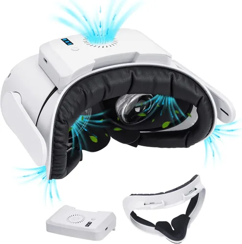 Vista 8 de VR Cooling Fan for Oculus Quest 2A2 Pro Facial Interface with Air Circulation Fan and 2 Soft Pad3 Speed Anti-Fogging Air Circulation Cooler