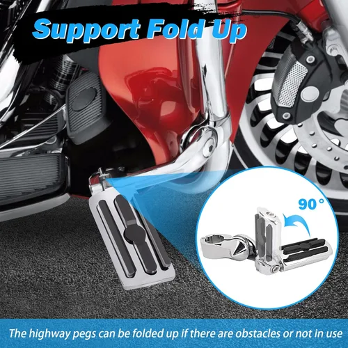 Vista 3 de Estriberas de Carretera para Motocicleta de 1.25", Estriberas Ajustables en Ángulo de Repuesto para Harley Davidson Touring, Road Glide, Street