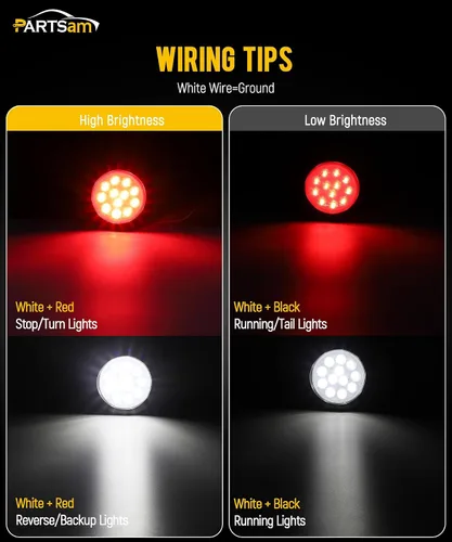 Vista 3 de Partsam Juego de 6 luces traseras LED redondas de 4 pulgadas para remolque, luces antiniebla de marcha atrás, 12 luces LED que incluyen luces