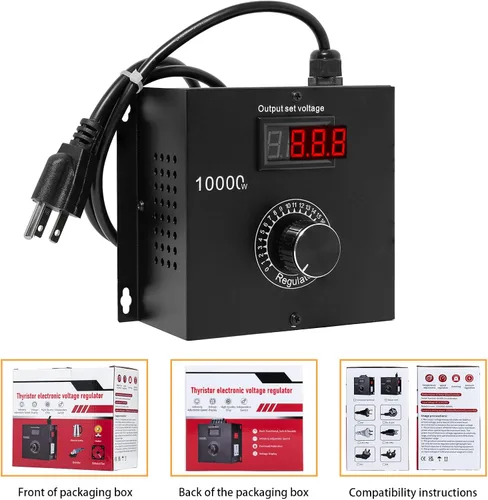 Vista 5 de Regulador de voltaje SCR de alta potencia de 10000 W, controlador de velocidad variable de CA de 120 V-220 V para motor y ventilador, herramienta
