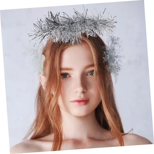 Vista 8 de CALLARON 2pcs Tinsel Hair Band Costumes for Girls Hair Bands for Womens Hair Angel Hair Band White Headband Girl Outfit Tinsel Headband Easter Party