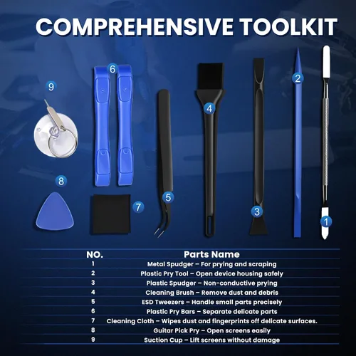 Vista 3 de Juego de destornilladores de precisión de 142 piezas para electrónicos – Kit de herramientas de reparación multi-bit para iPhone, MacBook, laptop