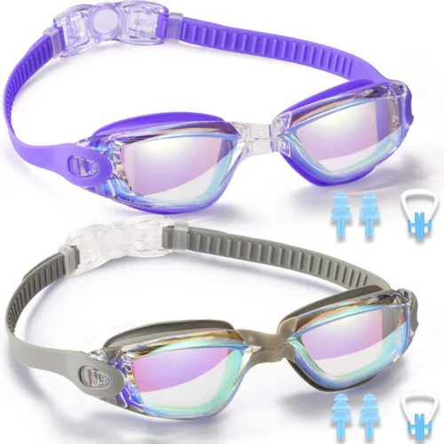 Vista 8 de Gafas de natación, paquete de 2 gafas de natación para adultos, hombres, mujeres, jóvenes, niños