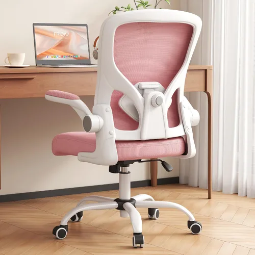 Vista 12 de Silla de oficina, silla de escritorio ergonómica con soporte lumbar ajustable, brazos abatibles, cómoda silla giratoria de malla para computadora