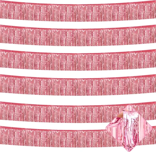 Vista 10 de Paquete de 6 Guirnaldas de Flecos de Papel Aluminio de 10 Pies, Serpentinas Metálicas de Oropel, Pancarta Colgante de Pared, Telón de Fondo