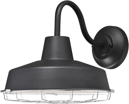 Vista 9 de Westinghouse 6204700 Academy - Accesorio de pared LED para exteriores, acabado negro texturizado con jaula cromada