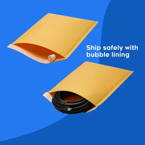 Vista 3 de The Boxery Sobres de burbujas de papel kraft de 4 x 8 pulgadas 500 sobres acolchados incluidos – Bolsas de envío autosellantes – #000