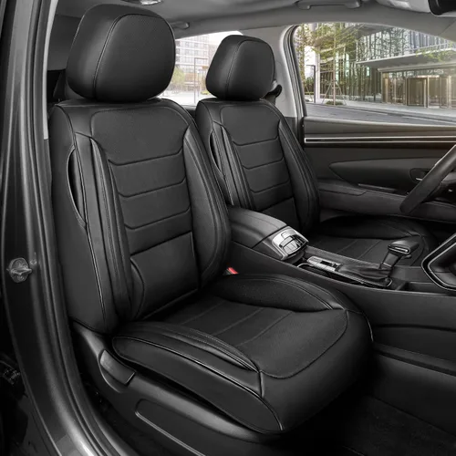 Vista 42 de MotorBox Meridian Series - Fundas de asiento de piel napa, fundas clásicas de asiento delantero, de piel sintética de alta calidad, color beige