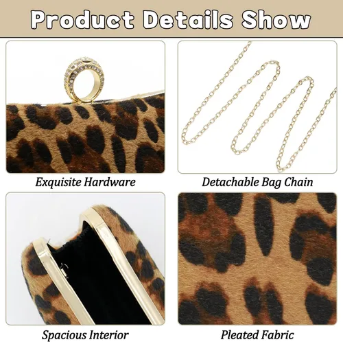 Vista 2 de Women Clutch Purse with Chain- Elegant Evening Bag for Wedding, Prom, Cocktail Party & Formal