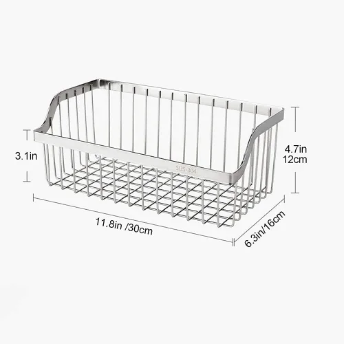 Vista 2 de Cestas de alambre de metal de acero inoxidable montadas en la pared para organización y almacenamiento de cocina, cesta de frutas colgante