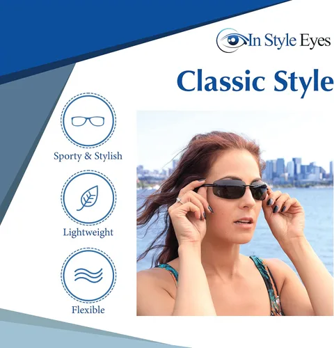 Vista 5 de In Style Eyes Lovin Mawi - Lentes de sol bifocales envolventes, lentes de lectura sin montura con protección UV, lente polarizada, color negro, 2.0x