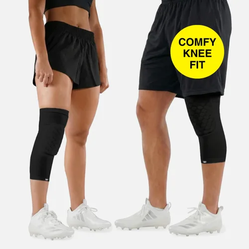 Vista 2 de SLEEFS Rodillera básica negra, manga de compresión, protección para correr, voleibol, baloncesto, todos los deportes, UPF 50+