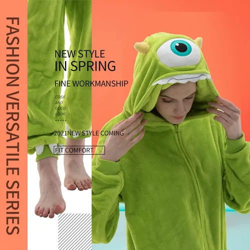 Vista 8 de COSUSKET Snug Fit Unisex Adult Onesie Pajamas, Flannel Cosplay Animal One Piece Halloween Costume Sleepwear Homewear