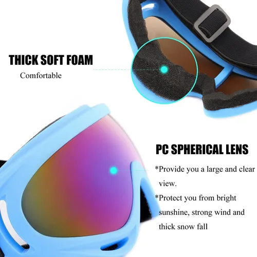 Vista 4 de Gafas de esquí, paquete de 3 gafas de nieve para hombres, mujeres, niños y jóvenes, protección UV400 para esquí y snowboard