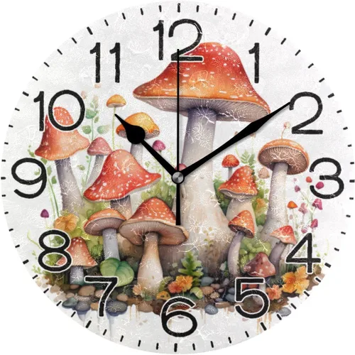 Vista 22 de ALAZA Reloj de pared de mármol marrón natural, funciona con pilas, sin tictac, silencioso, de cuarzo, analógico, rústico, rústico, reloj redondo